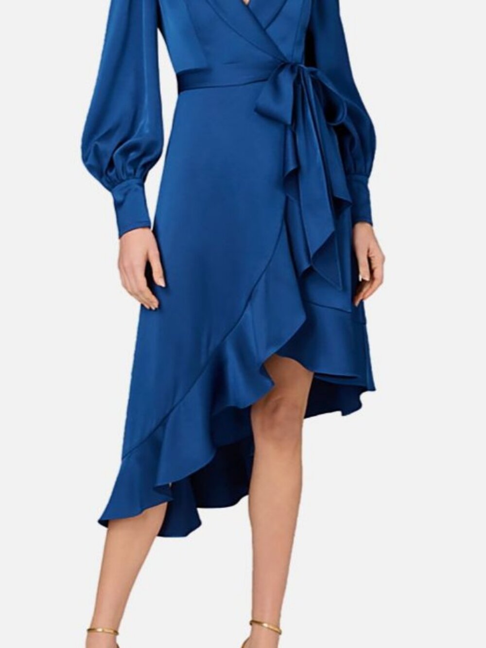 Aidan Mattox Women's Blue Satin Wrap Dress Size 12
